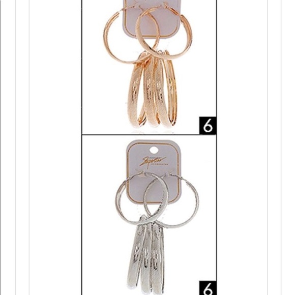 Gold Silver Hoop Earrings 3 Piece Bangle Set - Picture 2 of 2